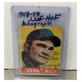 Autographed Johnny Mize baseball card