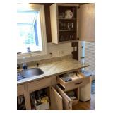 Contents of kitchen cabinets as shown