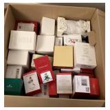 Box of Christmas ornaments