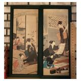 2 Asian prints on cardboard