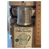 Unused hammered aluminum percolator