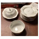 Warwick dessert plates and covered butter