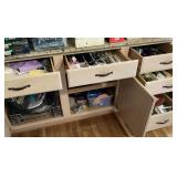 Contents of lower kitchen cabinets and drawers