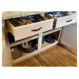 Contents of kitchen island cabinets & drawers