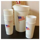 American flag Tupperware pitcher with 5 cups