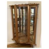 Glass front corner display cabinet 58 x 38 x 21