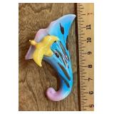 Ceramic duck and cattails wall pocket