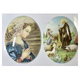 2 religious prints affixed to 7" x 9.5" bubble g