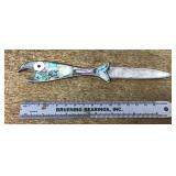 Alpaca Mexico silver abalone letter bottle opener
