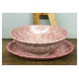 Spongeware ironstone bowl and platter