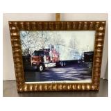 Framed semi truck photo