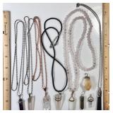9 crystal necklaces and pendants