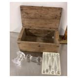 Wooden box. cocktail muddlers, knife rests