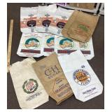 Vintage paper flour, sugar, corn meal sacks
