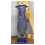 Hand blown blue art glass vase