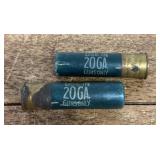 2 Peters .20 gauge paper shotgun shells