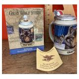 Budweiser gray wolf beer stein