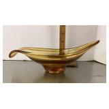 Amber glass candy dish