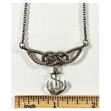 Sterling silver anchor & sailor knot necklace