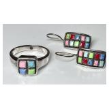 Sterling silver ring and matching earrings