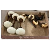 Vintage porcelain door knobs and casters
