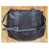 Morgan Grays black leather messenger bag