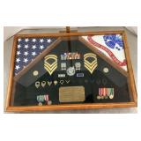 Army insignia and flags in 16x24 shadowbox