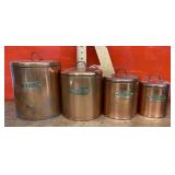 Copper kitchen canister set of 4