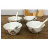 Asian soup bowls and spoons