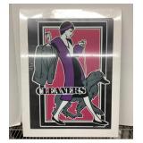 Art Deco style dry cleaners window art