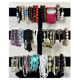 Huge lot of costume jewelry stretch bracelets