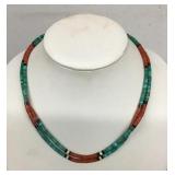Turqoise and coral bead necklace