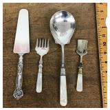 Sterling utensils w/mother of pearl handles