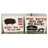 2 Merry War Lye cardboard signs