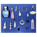 14 sterling silver pendants and sterling ring