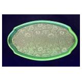 Green Depression uranium glass dresser tray
