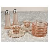 Pink Depression glass group