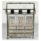 Tantalus with Scotch, Rye, Bourbon bottles