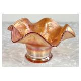 Carnival glass ruffled edge bowl