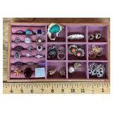 Costume jewelry in tray