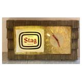 Vintage lighted Stag Beer clock 15" x 27"
