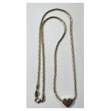 14k gold necklace with heart sliding bead