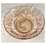 10" Pink Depression glass "Cabbage Rose" bowl