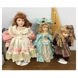 3 porcelain dolls