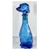 MCM Italian Empoli blue glass dog genie bottle