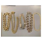 Collection of chunky gold tone necklaces