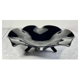 Black amethyst glass ruffled console bowl