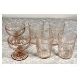 Pink Depression "Mayfair" glasses and sherbets