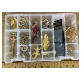 Costume jewelry in divided storage box