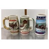 3 Budweiser steins